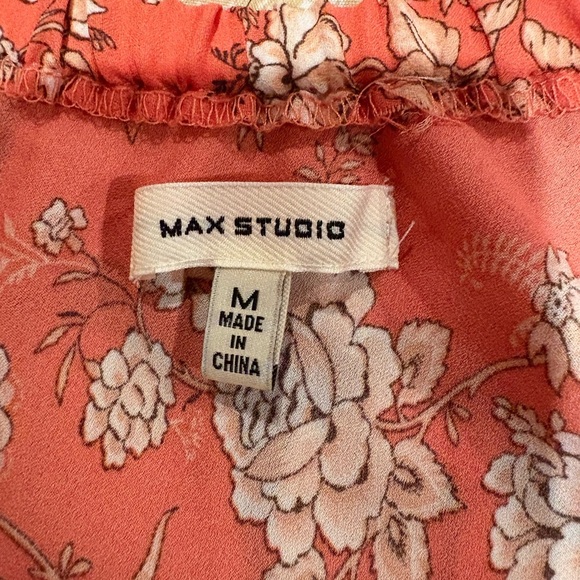 Max Studio Women's Orange Floral Skirt Flounce Knee Length - Picture 3 of 7